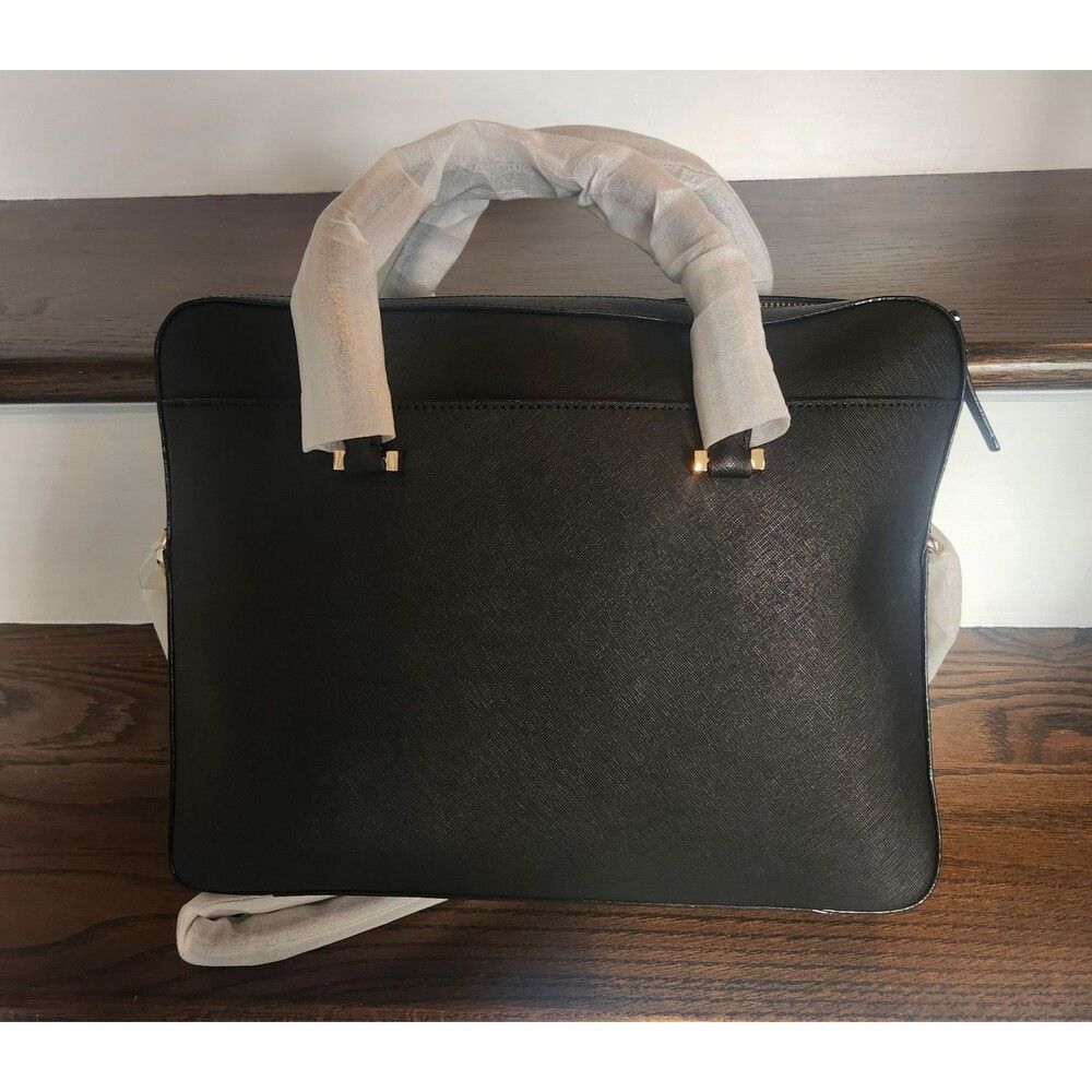 NEW Kate Spade 100% Leather 13 Inch Laptop Bag with Strap Black - Picture 4 of 8